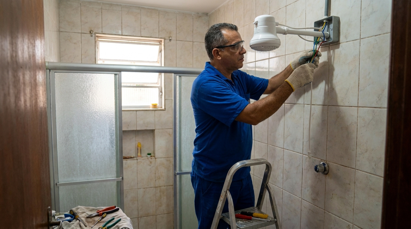 Substituição de Chuveiro Antigo em Anápolis‑GO